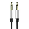 Baseus Yiven M30 3.5mm Audio Cable (Male to Male) – 1m, Nylon Braided, Gold-Plated, Black/Silver