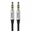 Baseus Yiven M30 3.5mm Audio Cable (Male to Male) – 1m, Nylon Braided, Gold-Plated, Black/Silver