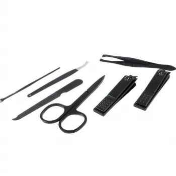 Basic Nature Studio Manicure Set 5-Piece Stainless Steel Tools with PU Leather Folding Case