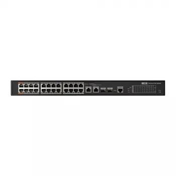 BCS 24-Port Gigabit PoE+ Industrial Smart Managed Switch with 2 SFP, 300W Budget, DIN-Rail