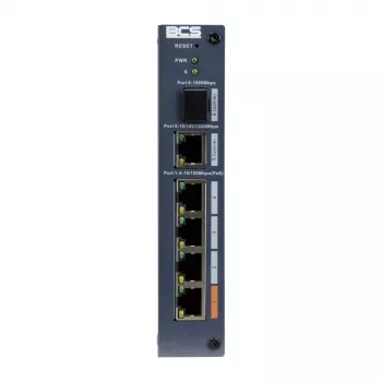 BCS BCS-L-SP0401G-1SFP-M Industrial Unmanaged PoE+ Switch, 4x PoE+ RJ45 + 1x RJ45 + 1x SFP, 65W