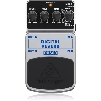 Behringer DR600 Digital Reverb Effects Pedal, 6 Modes, Stereo, Black/Silver