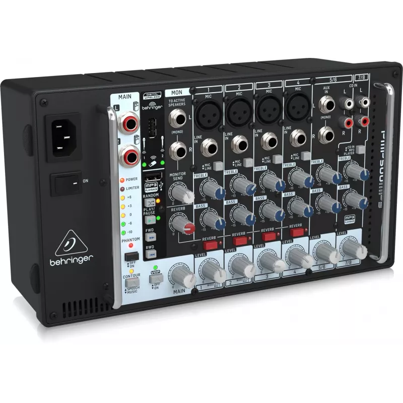 Behringer PMP500MP3 500W 8-Channel Powered Mixer with MP3 Player and KLARK TEKNIK FX