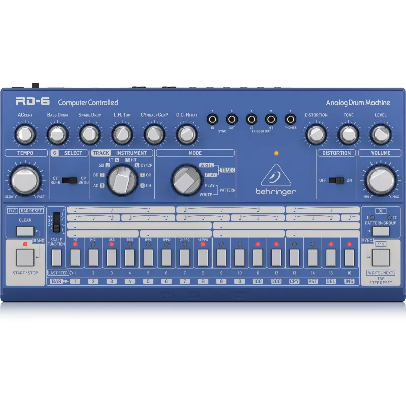 Behringer RD-6-BU Analog Rhythm & Drum Machine, Blue