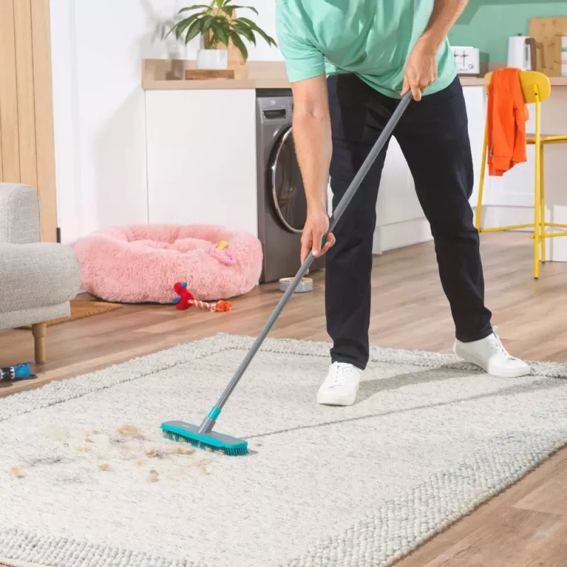 Beldray LA00000011UFEU7 Anti-Bac Dual Action Rubber Head Broom with Telescopic Handle, Grey/Black