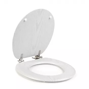 Beldray LA00000073WHTEU7 Wooden Toilet Seat - Soft Close, White, Oval