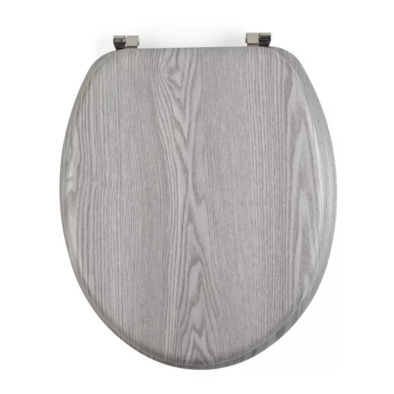 Beldray LA00000074GRYPEU7 Wooden Toilet Seat - Soft Close, Grey, Oval
