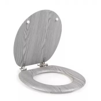 Beldray LA00000074GRYPEU7 Wooden Toilet Seat - Soft Close, Grey, Oval