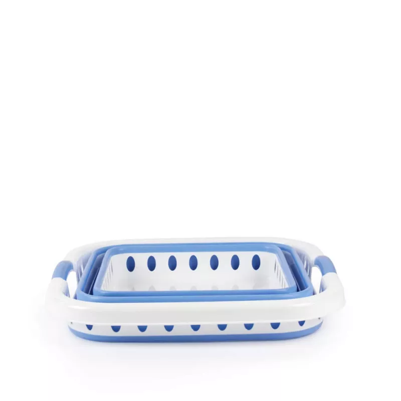 Beldray LA00000152EU7 40L Collapsible Laundry Basket, White/Blue