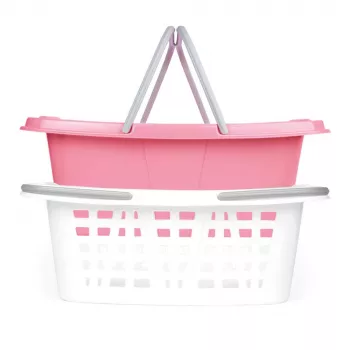 Beldray LA030450PNKFPEU7 Set Of Two Laundry Baskets, White/Pink