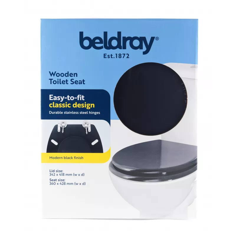 Beldray LA032355BFPEU7 Wooden Toilet Seat, Black