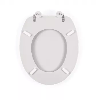 Beldray LA032355PGRY Wooden Toilet Seat, White - Soft Close D-Shape with Quick Release Hinges