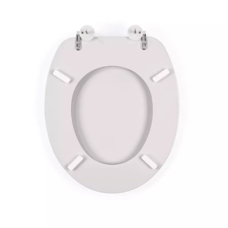 Beldray LA032355PGRY Wooden Toilet Seat, White - Soft Close D-Shape with Quick Release Hinges