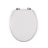 Beldray LA032355PGRY Wooden Toilet Seat, White - Soft Close D-Shape with Quick Release Hinges