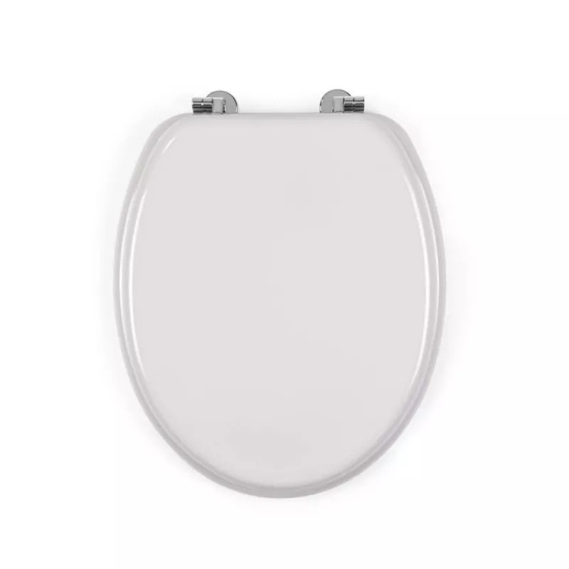 Beldray LA032355PGRY Wooden Toilet Seat, White - Soft Close D-Shape with Quick Release Hinges