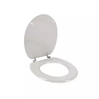 Beldray LA032355PGRY Wooden Toilet Seat, White - Soft Close D-Shape with Quick Release Hinges