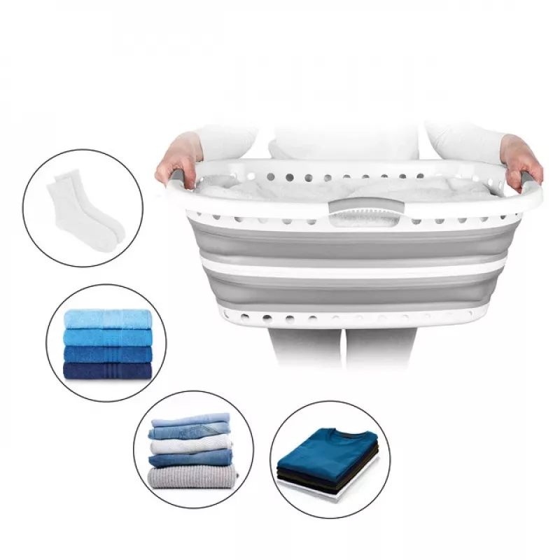 Beldray LA072979PGRYFEU7 Collapsible Hip Hugger Laundry Basket - Grey, 38 Litres