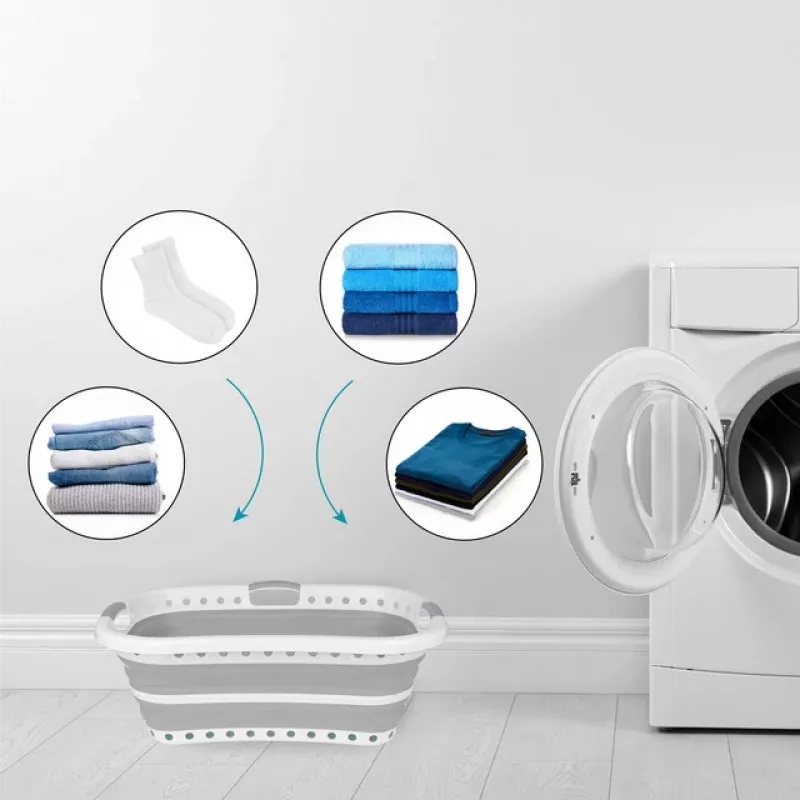 Beldray LA072979PGRYFEU7 Collapsible Hip Hugger Laundry Basket - Grey, 38 Litres