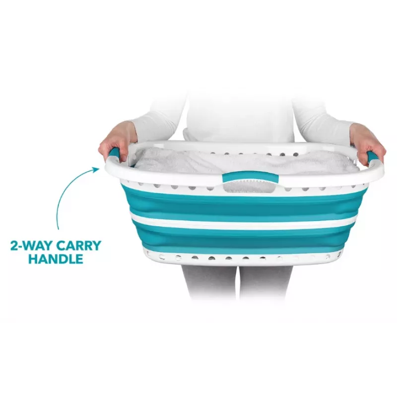 Beldray LA072979TQFEU7 37 L Collapsible Hip Hugger Laundry Basket Turquoise