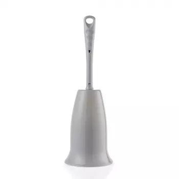 Beldray LA084538GRYPEU7 Anti-bac Toilet Brush Set with Holder, Grey, Silver Ion Technology, Silicone Brush Head, Stainless Steel Handle, Drip-Free Base, Ventilated Design