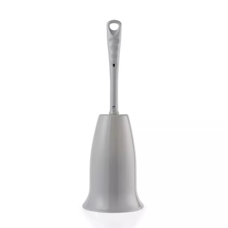Beldray LA084538GRYPEU7 Anti-bac Toilet Brush Set with Holder, Grey, Silver Ion Technology, Silicone Brush Head, Stainless Steel Handle, Drip-Free Base, Ventilated Design