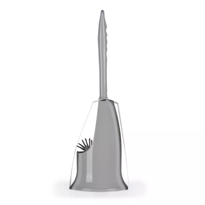 Beldray LA084538GRYPEU7 Anti-bac Toilet Brush Set with Holder, Grey, Silver Ion Technology, Silicone Brush Head, Stainless Steel Handle, Drip-Free Base, Ventilated Design