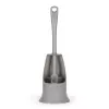 Beldray LA084538GRYPEU7 Anti-bac Toilet Brush Set with Holder, Grey, Silver Ion Technology, Silicone Brush Head, Stainless Steel Handle, Drip-Free Base, Ventilated Design