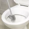 Beldray LA084538GRYPEU7 Anti-bac Toilet Brush Set with Holder, Grey, Silver Ion Technology, Silicone Brush Head, Stainless Steel Handle, Drip-Free Base, Ventilated Design