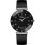 BELLEVUE E126 Women's Analog Quartz Watch 26mm Silver Dial Black Leather Strap