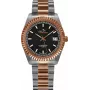 BELLEVUE Woman H19 38mm Quartz Analog Watch Silver Dial Black Leather Strap