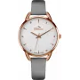 BELLEVUE Women's Analog Quartz Watch B34 38mm Stainless Steel Case White Dial Black Leather Strap