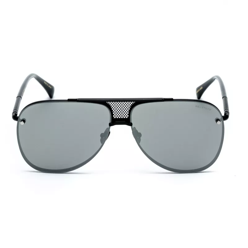 Belstaff Beckington Men's Rectangle Sunglasses - Black Acetate Frame, Grey Polycarbonate Lenses, UV400 Protection, 60/18/145 mm