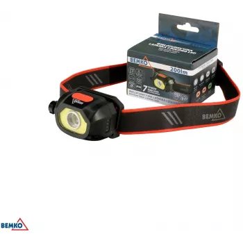 BEMKO C49-LTC02 Multifunction Rechargeable LED Headlamp, 200lm, 6500K, 1200mAh, IP44