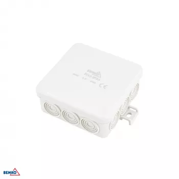 BEMKO E04-PI12-IP55 Surface-Mounted Junction Box 85x85x36.5mm IP55 12-Entry Light Grey