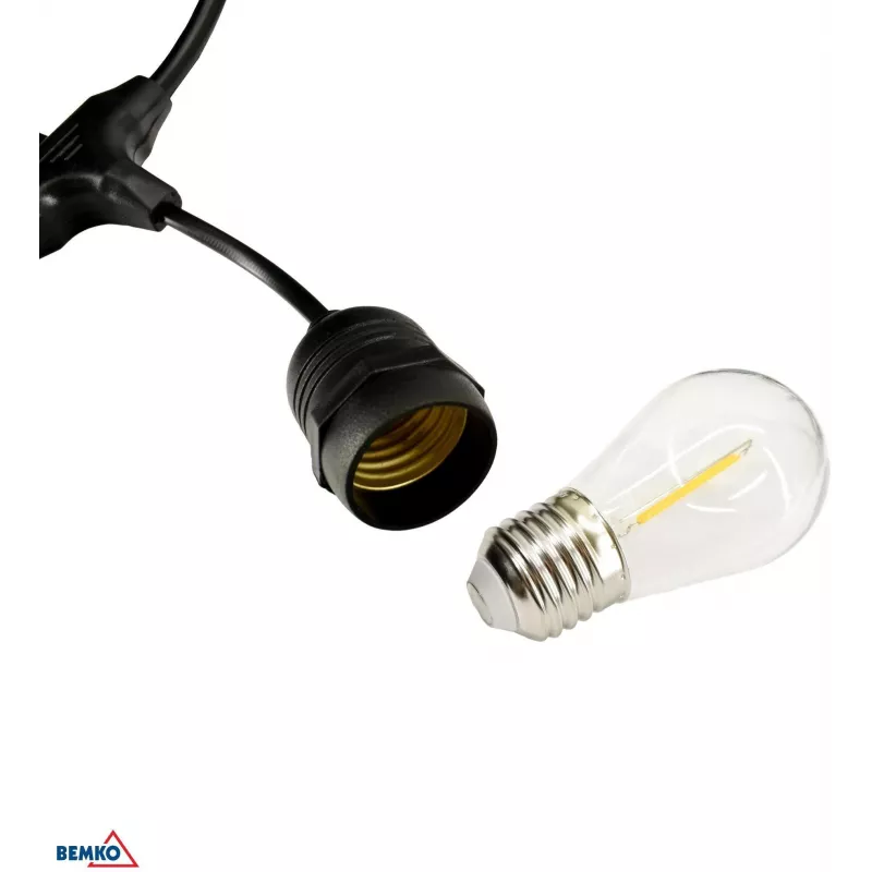 BEMKO SOLBEE Solar-Powered LED Garden String Lights 10 LEDs 10m Warm White 3000K IP65 Black