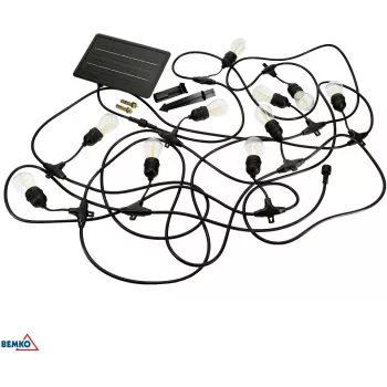 BEMKO SOLBEE Solar-Powered LED Garden String Lights 10 LEDs 10m Warm White 3000K IP65 Black