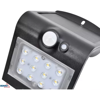 BEMKO TRINGO Solar LED Floodlight 1.5W 220lm 4000K IP65 Black with PIR Sensor C83-SOT-001BL-PIR