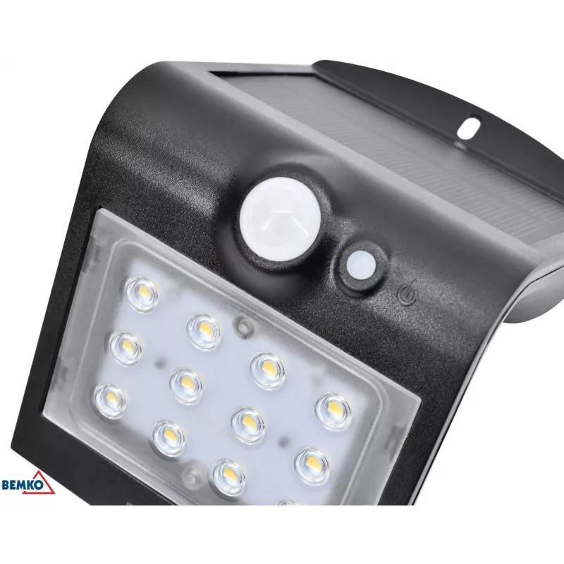 BEMKO TRINGO Solar LED Floodlight 1.5W 220lm 4000K IP65 Black with PIR Sensor C83-SOT-001BL-PIR
