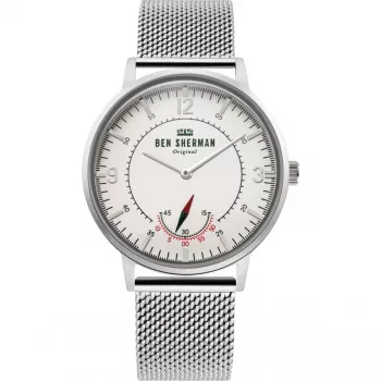 BEN SHERMAN Men's Analogue Quartz Watch WB034SM 43 mm Black Dial Leather Strap