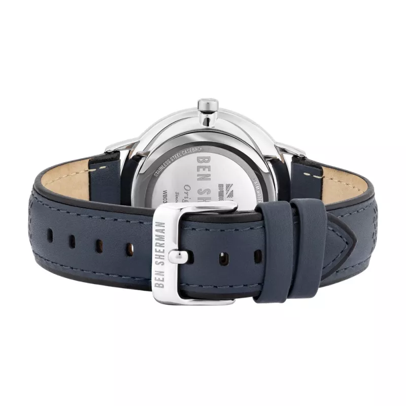BEN SHERMAN Men's Watch WB038U 43mm Black Dial Black Faux Leather Strap