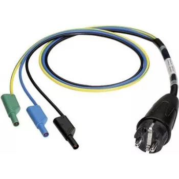 BENNING Measuring Adapter Schuko Plug to 4 mm Lamella Sockets, Touch-Proof, 300 V CAT III, 16 A, Black 044142