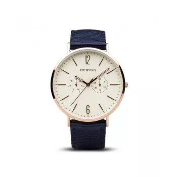 Bering Men's Classic Quartz Watch 40mm Blue Dial Rose Gold Stainless Steel Mesh 14240-864B