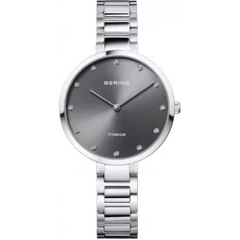 BERING Women's Classic Collection Quartz Watch 34mm Blue Sunray Dial Silver Milanese Mesh Strap 11334-772