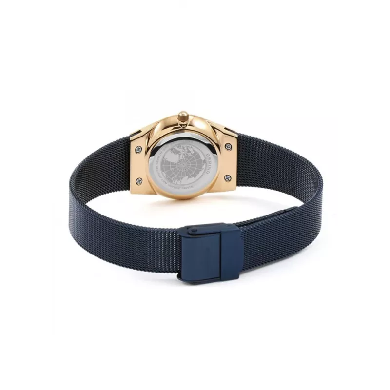 BERING Women's Classic Quartz Watch 26mm Rose Gold Stainless Steel Mesh Brown Sunray Dial