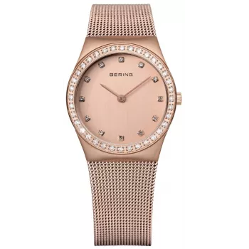 BERING Women's Watch 12430-366 30mm Rose Gold Stainless Steel Brown Sunray Dial