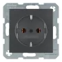 Berker 41431606 SCHUKO Socket Aluminium IP44 Flush-Mounted with Hinged Cover