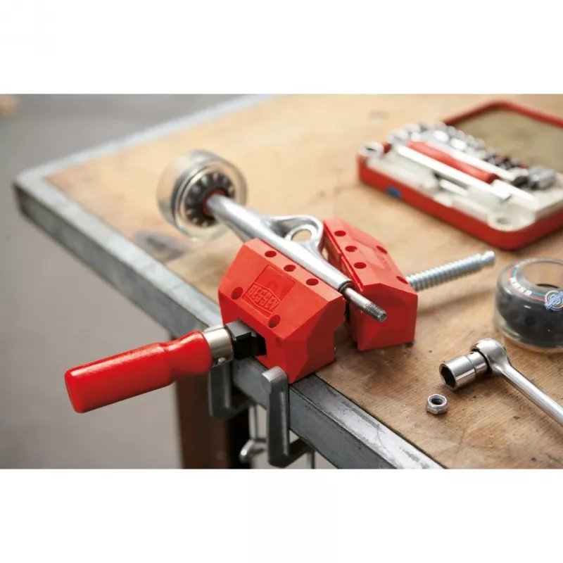 BESSEY S10-ST Mini Vice S 10 Screw Clamp, Red, 100 mm Clamping Width, 50 mm Throat Depth, with 2 Table Clamps
