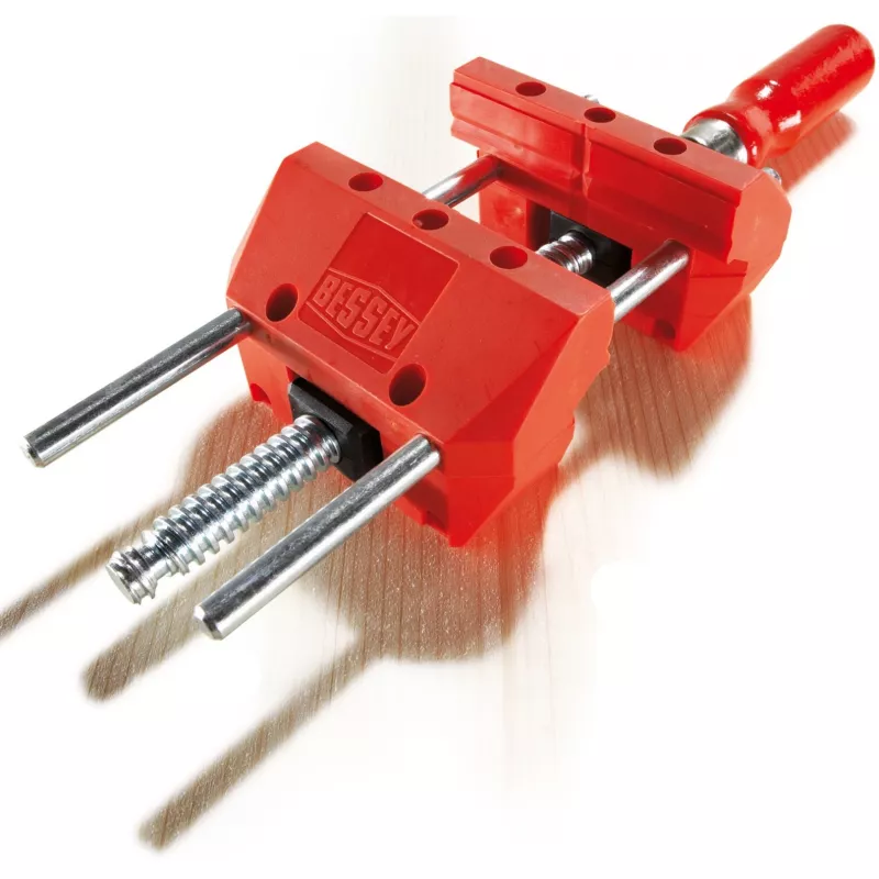 BESSEY S10-ST Mini Vice S 10 Screw Clamp, Red, 100 mm Clamping Width, 50 mm Throat Depth, with 2 Table Clamps