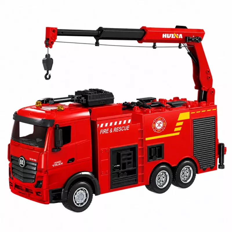 BESTTOYS Fire Truck with Crane and Water Cannon Remote Control RC Huina 1:18