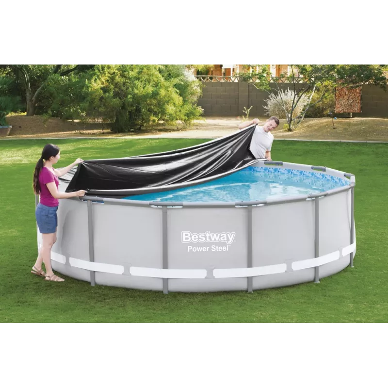 Bestway Flowclear Pool Cover for Steel Pro MAX Frame Pool 427 cm (14 ft) - Blue Polyethylene with Rope Ties